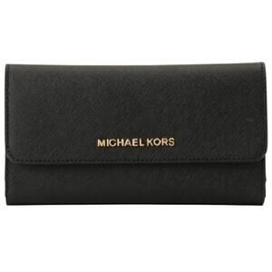 NWT Michael Kors Jet Set Travel Large Trifold Wallet Black